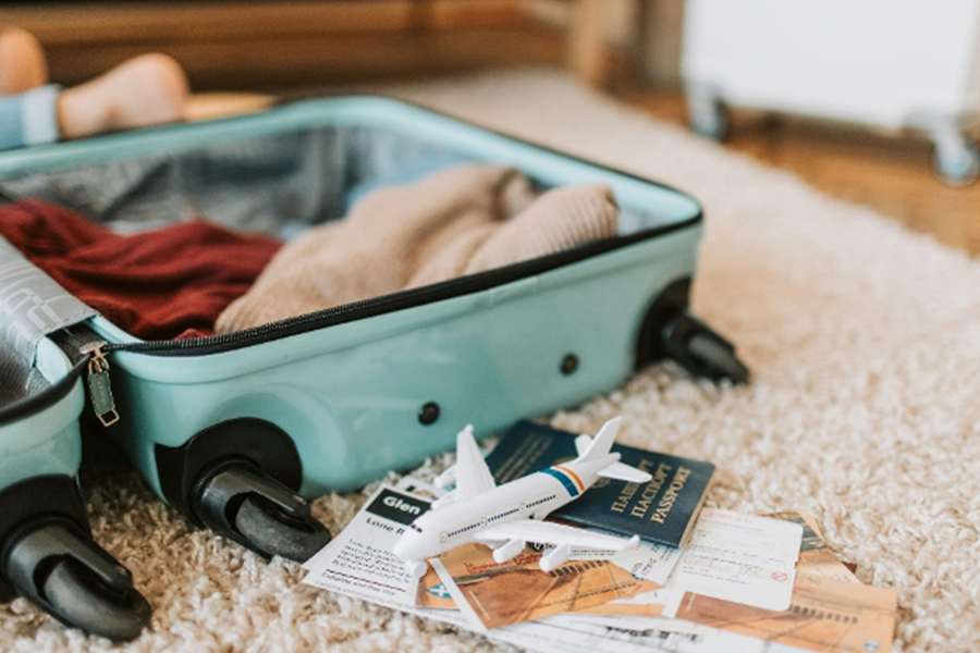 Passport and travel bag